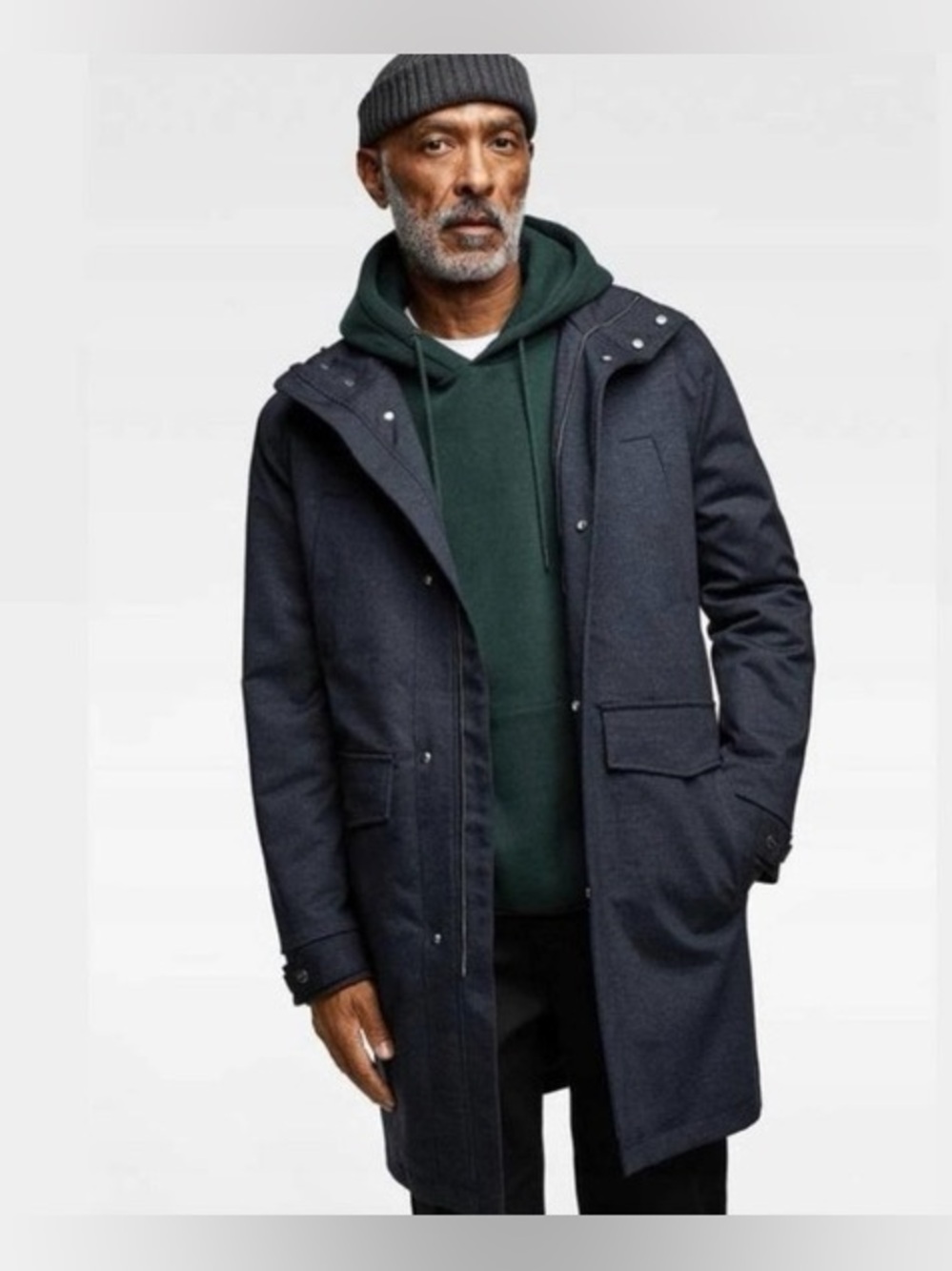 Zara Men's Dark Navy Trench Utility Coat